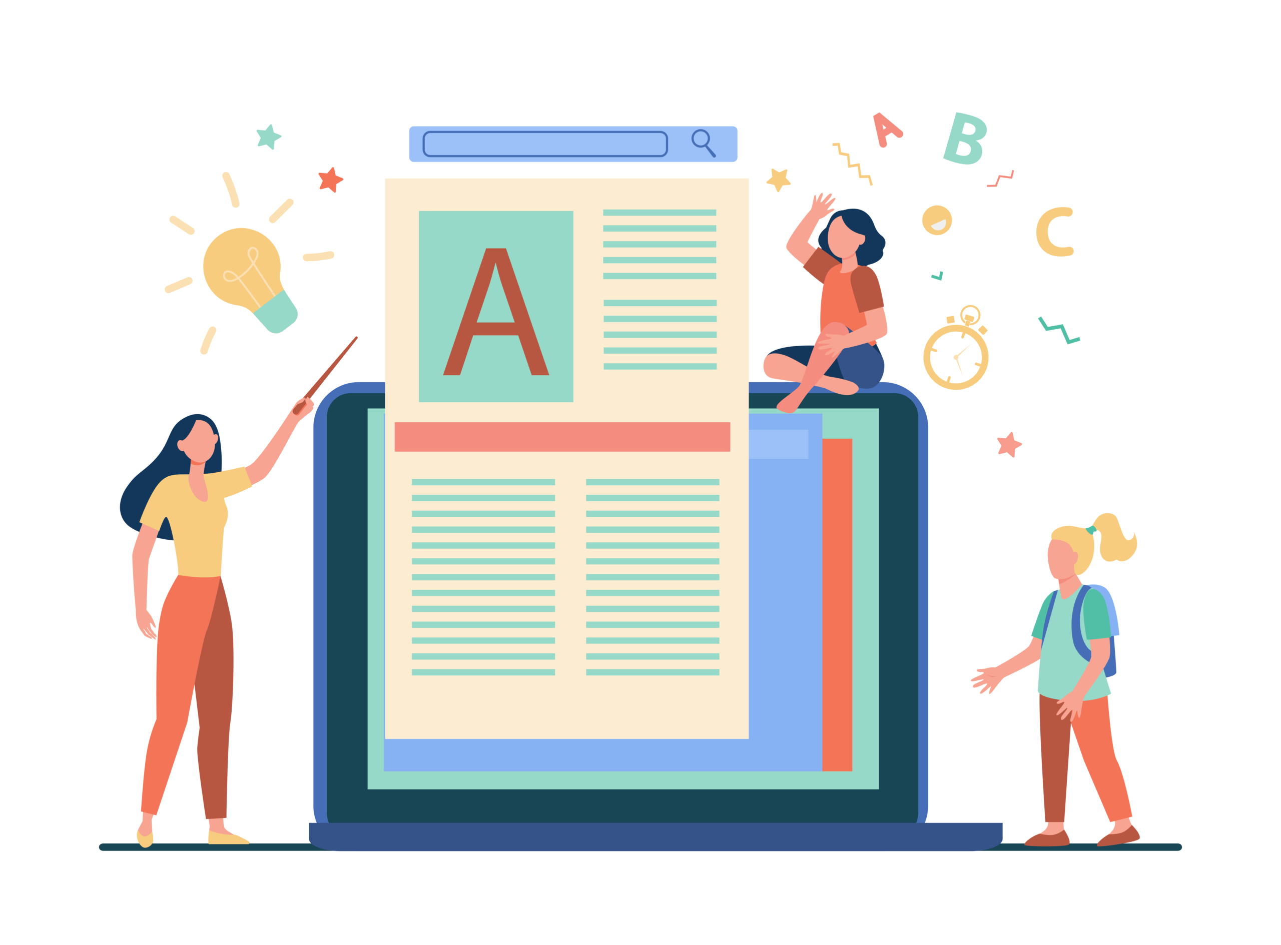 Group of people studying online. Computer, teacher, student